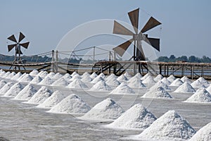 Pile of salt in a salt field, Sea salt is salt that is produced by the evaporation of seawater