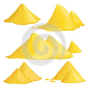 Pile of sand vector cartoon set icon. Vector illustration sandy mound on white background. Isolated cartoon set icon