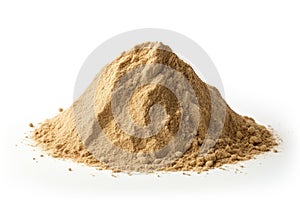 A pile of sand on a white surface, suitable for various backgrounds