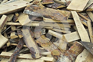 A pile of sawn-up kindling boards