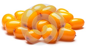 Pile of sea buckthorn berries, clipping paths photo