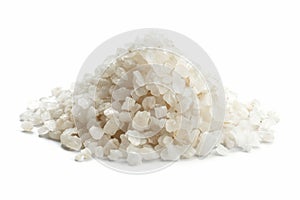 Pile of Sea Salt on White Background