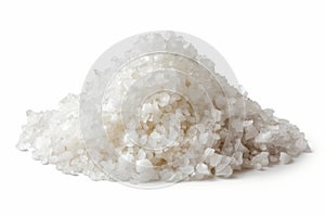 Pile of Sea Salt on White Background