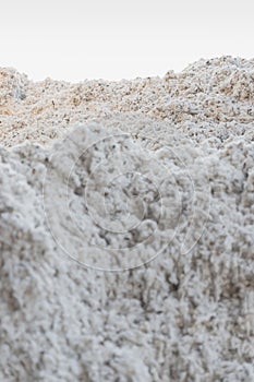 Pile of seed cotton in a ginning mill in Greece