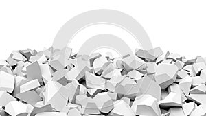 Pile of shattered white pieces of stone