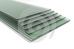 Sheets of green tempered clear float glass photo