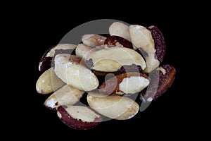 Pile of Shelled Brazil Nuts on a Black Background