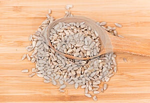 Pile of shelled sunflower seeds, isolated