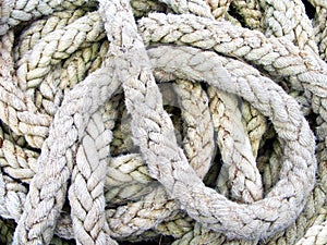 Pile of ship ropes photo