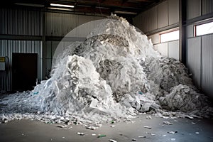 pile of shredded paper waiting to be recycled