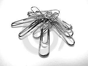 Pile of Silver Metal Paperclips Office Supplies