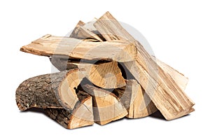 pile of six logs isolated