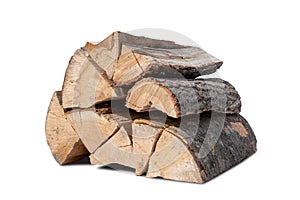 pile of six logs isolated