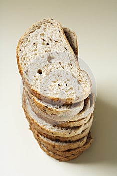 Pile of sliced brown bread