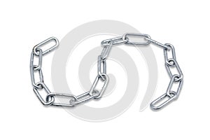 A pile of slightly rusted metal chains on a white background, Clipping path Included.