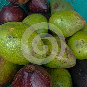 Pile of small avocados at a fruit wholesaler
