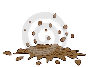 Pile of smashed ground, heap of soil - vector illustration isolated on white background.