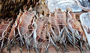 The pile of smoked fish