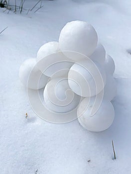 A pile of snowballs