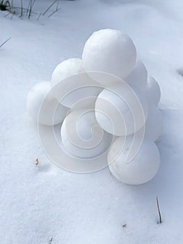 A pile of snowballs photo