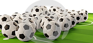 Pile of soccer balls 3d-illustration design