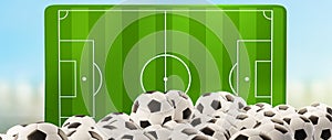 Pile of soccer balls 3d-illustration design