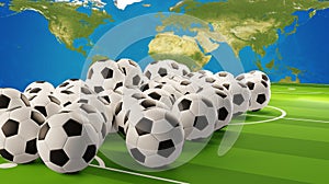 Pile of soccer balls 3d-illustration design. elements of this image furnished by NASA