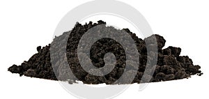 Pile of soil isolated on white background close up. Pieces of dirt, lumps