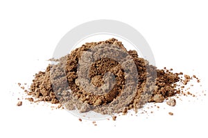 Pile of soil on white background photo