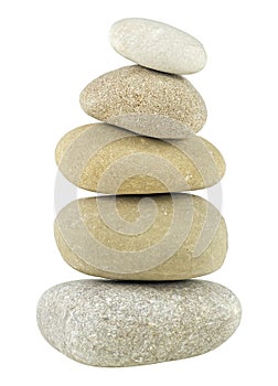 Pile of SPA stones isolated on white background. Zen