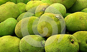 A pile of jack fruit to sale in the market.