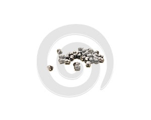 Pile of split-shot sinkers removable and reusable shot weights isolated on white background