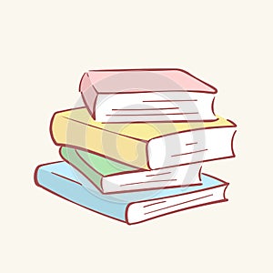 Pile stack books hand drawn style vector doodle design illustrations