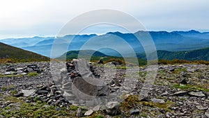 A pile of stones in the alpine mountains