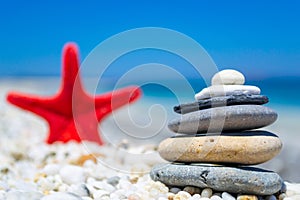 Pile of stones on the beach