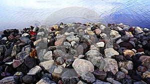 Pile of stones by the river