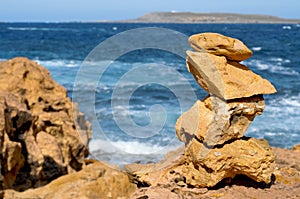 A pile of stones on the seashore