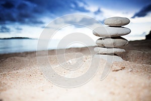 Pile of stones on the seashore