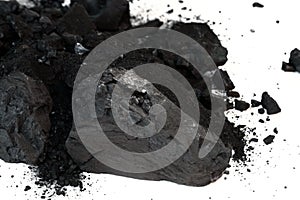 Pile of Sub-Bituminous Coal on White Background photo