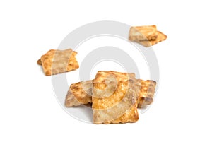 Pile sugar crackers on isolated white background