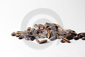 A pile of sunflower seeds isolated