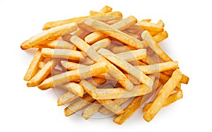 Pile of takeaway golden fried potato chips photo
