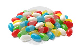 Pile of tasty bright jelly beans isolated on