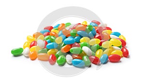 Pile of tasty bright jelly beans isolated