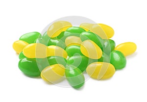 Pile of tasty bright jelly beans isolated