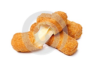 Pile of tasty cheese sticks isolated