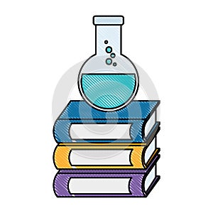 pile text books with tube test