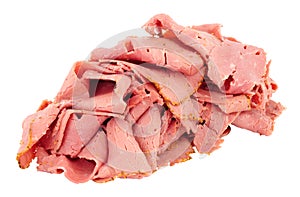 Pile Of Thinly Sliced Pastrami Meat