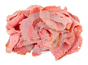 Pile Of Thinly Sliced Pastrami Meat