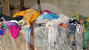 Pile of thread in a workshop photo
